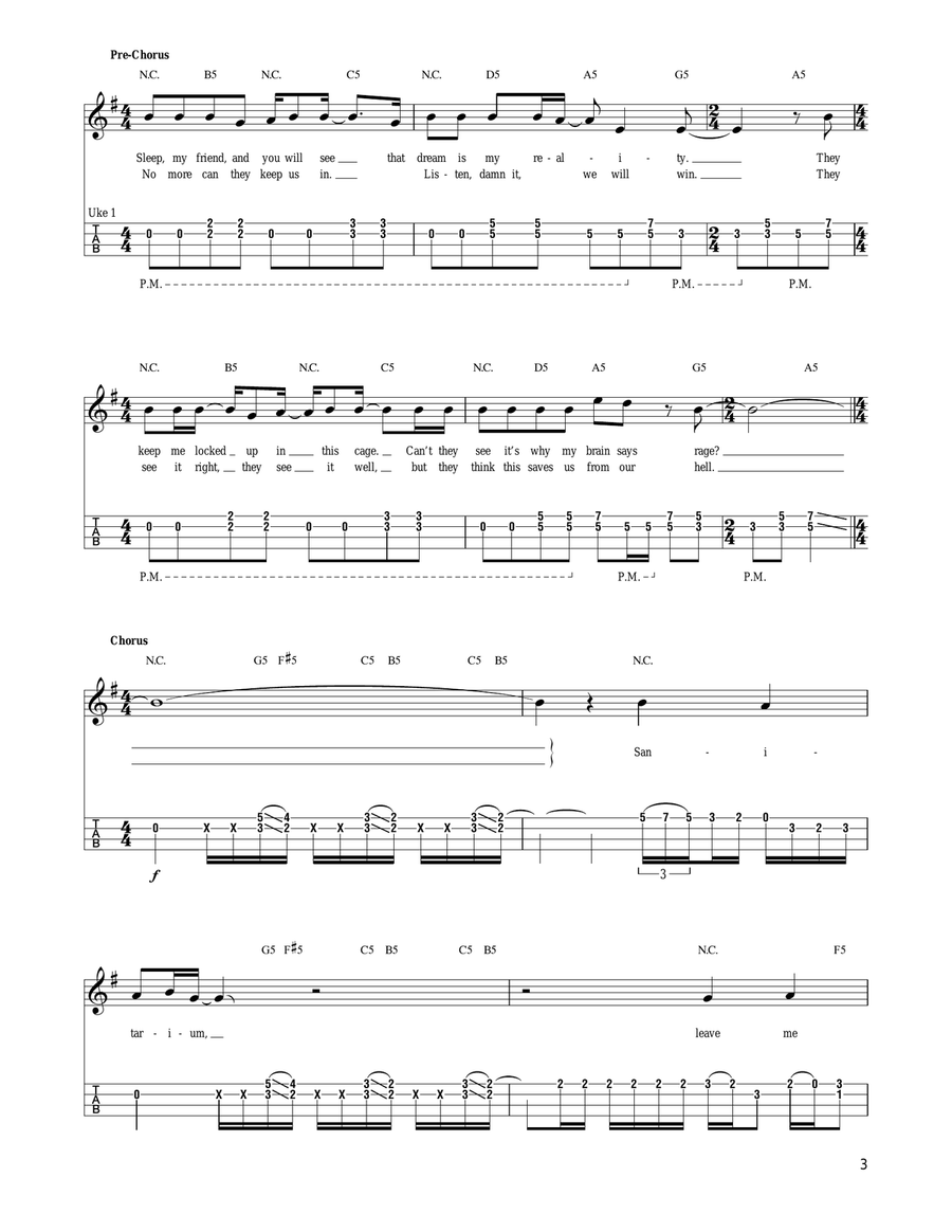 Welcome Home (Sanitarium) Ukulele scores gallery preview page 3