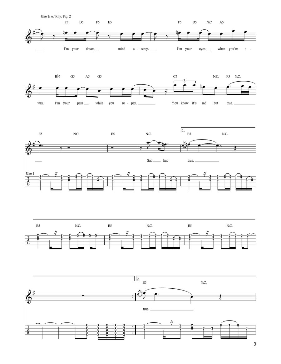 Sad But True Sad But True Ukulele scores gallery preview page 3