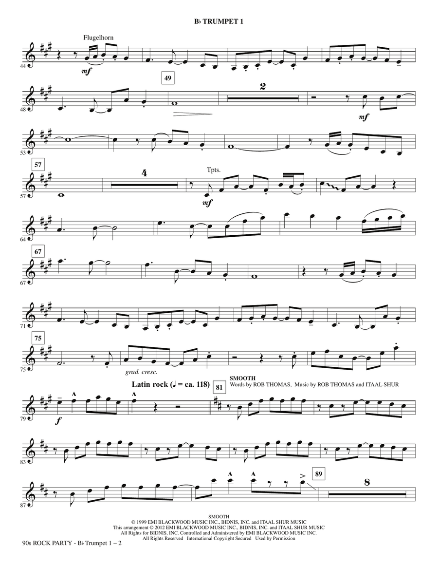 90s Rock Party (Medley) - Bb Trumpet 1 Choir scores gallery preview page 2