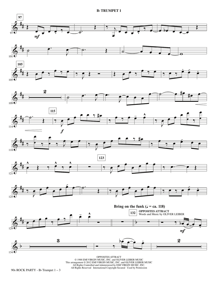 90s Rock Party (Medley) - Bb Trumpet 1 Choir scores gallery preview page 3