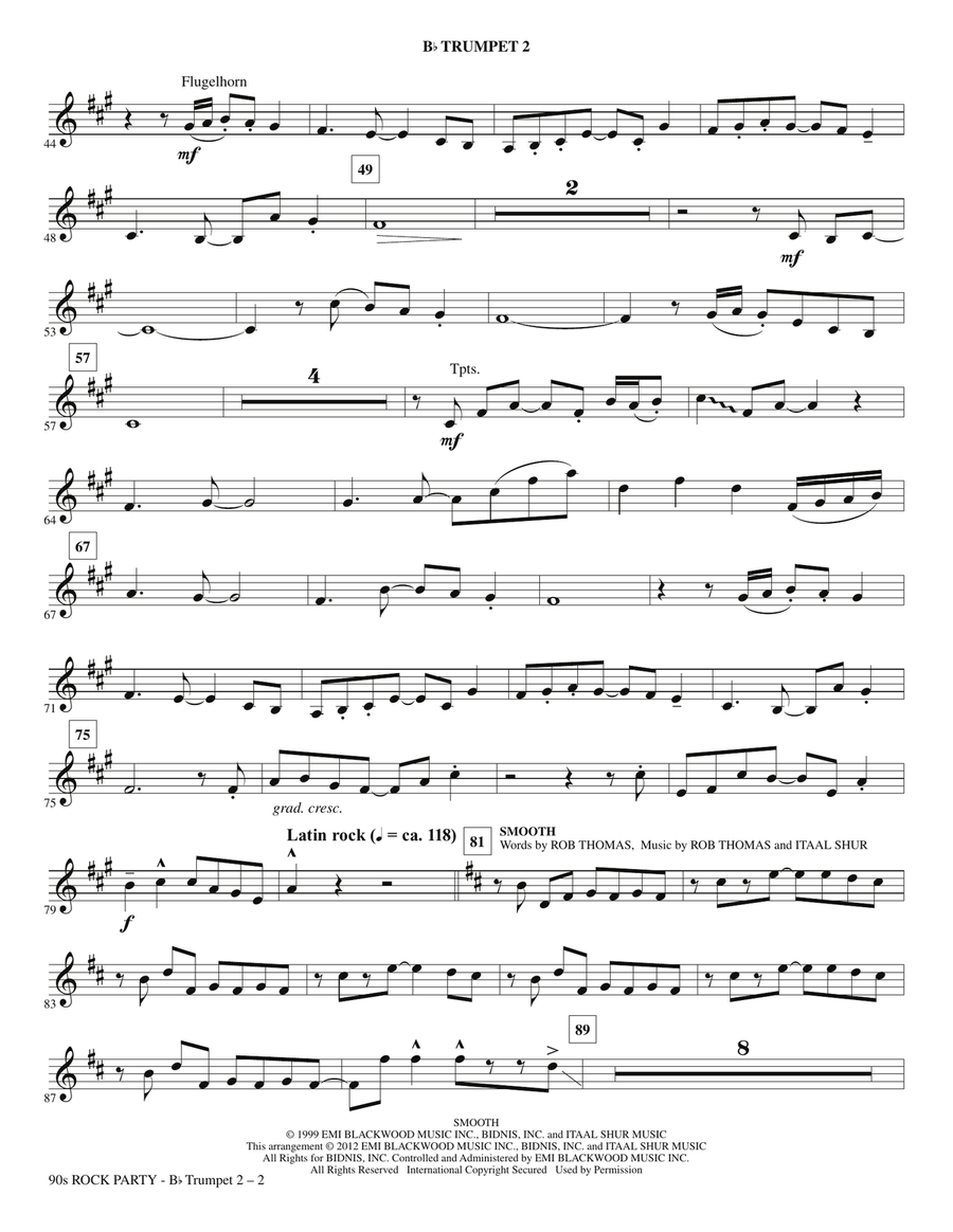 90s Rock Party (Medley) - Bb Trumpet 2 Choir scores gallery preview page 2
