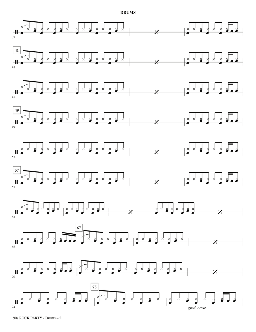90s Rock Party - Drums 90s Rock Party - Drums Choir scores gallery preview page 2