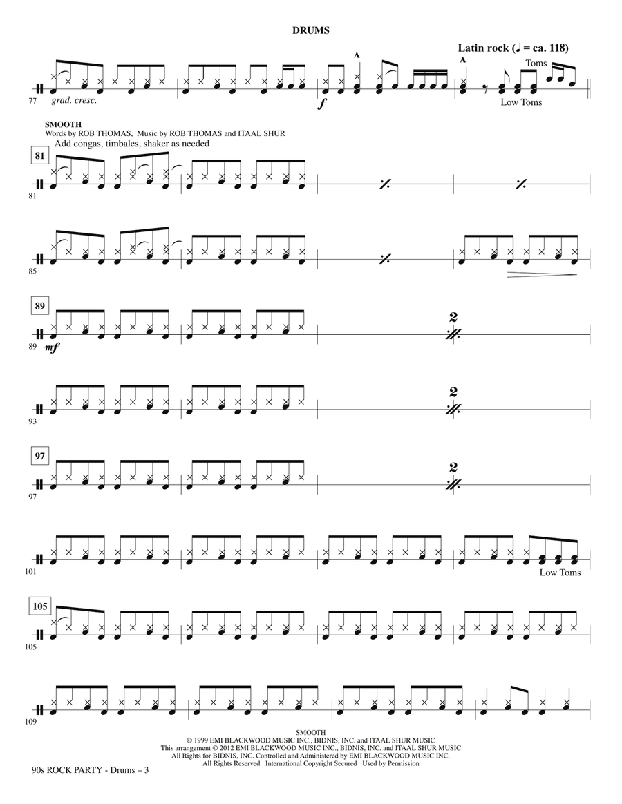 90s Rock Party - Drums 90s Rock Party - Drums Choir scores gallery preview page 3