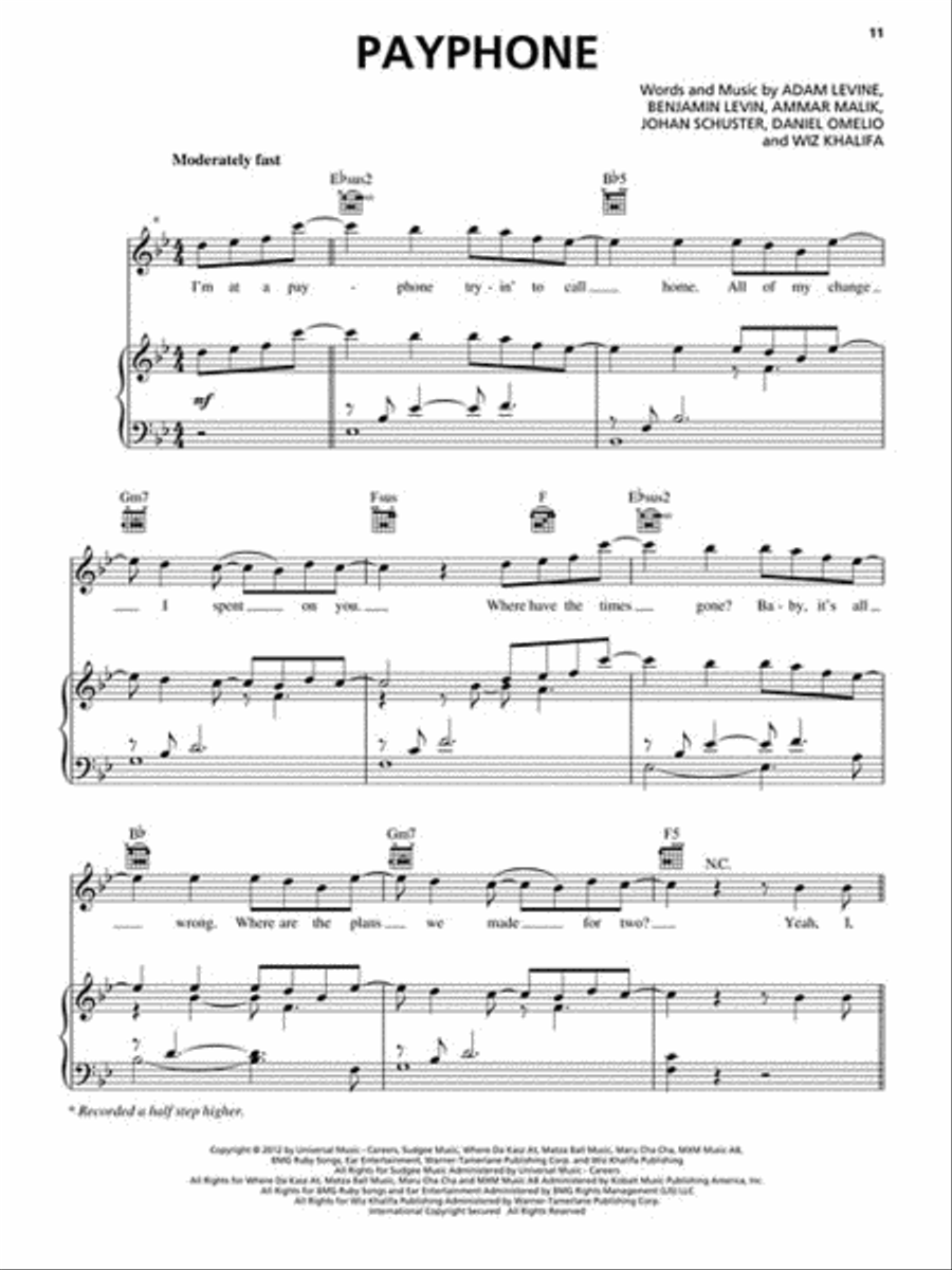 Maroon 5 – Overexposed Piano, Vocal, Guitar scores gallery preview page 3