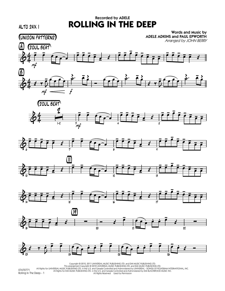 Rolling In The Deep - Alto Sax 1 Jazz Ensemble scores gallery preview page 1