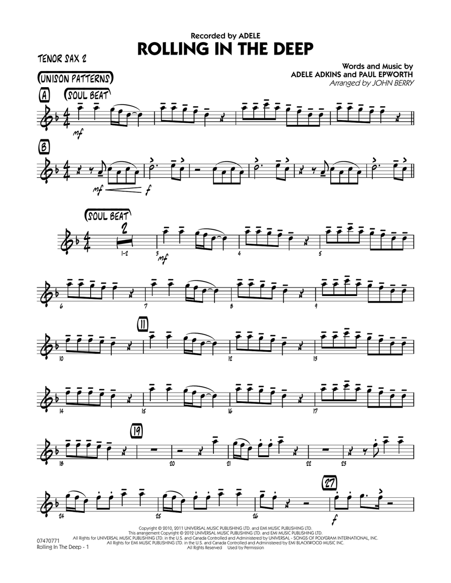 Rolling In The Deep - Tenor Sax 2 Jazz Ensemble scores gallery preview page 1