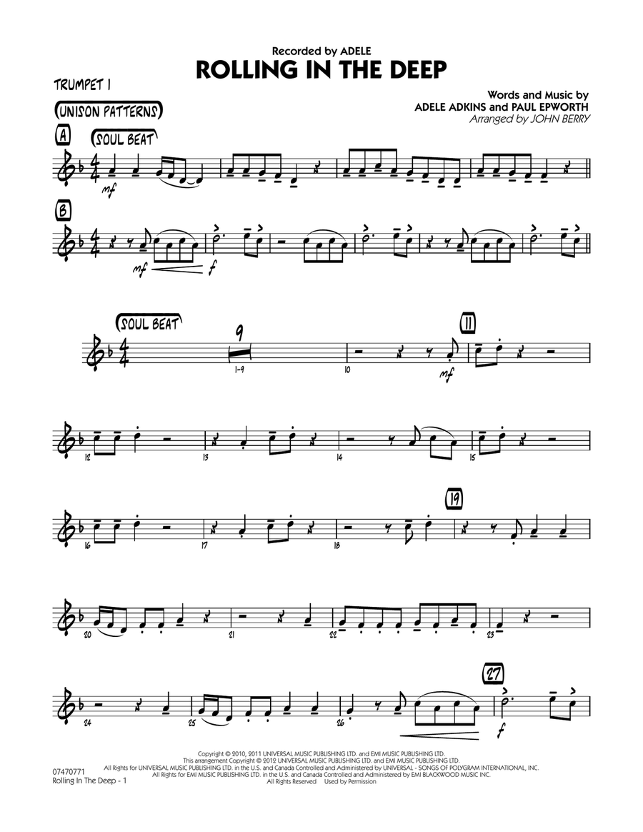 Rolling In The Deep - Trumpet 1 Jazz Ensemble scores gallery preview page 1