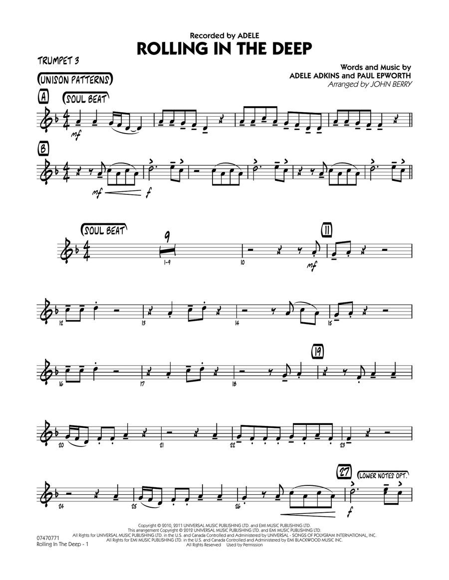 Rolling In The Deep - Trumpet 3 Jazz Ensemble scores gallery preview page 1