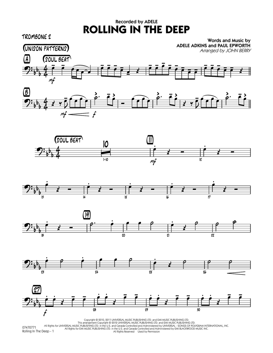 Rolling In The Deep - Trombone 2 Jazz Ensemble scores gallery preview page 1