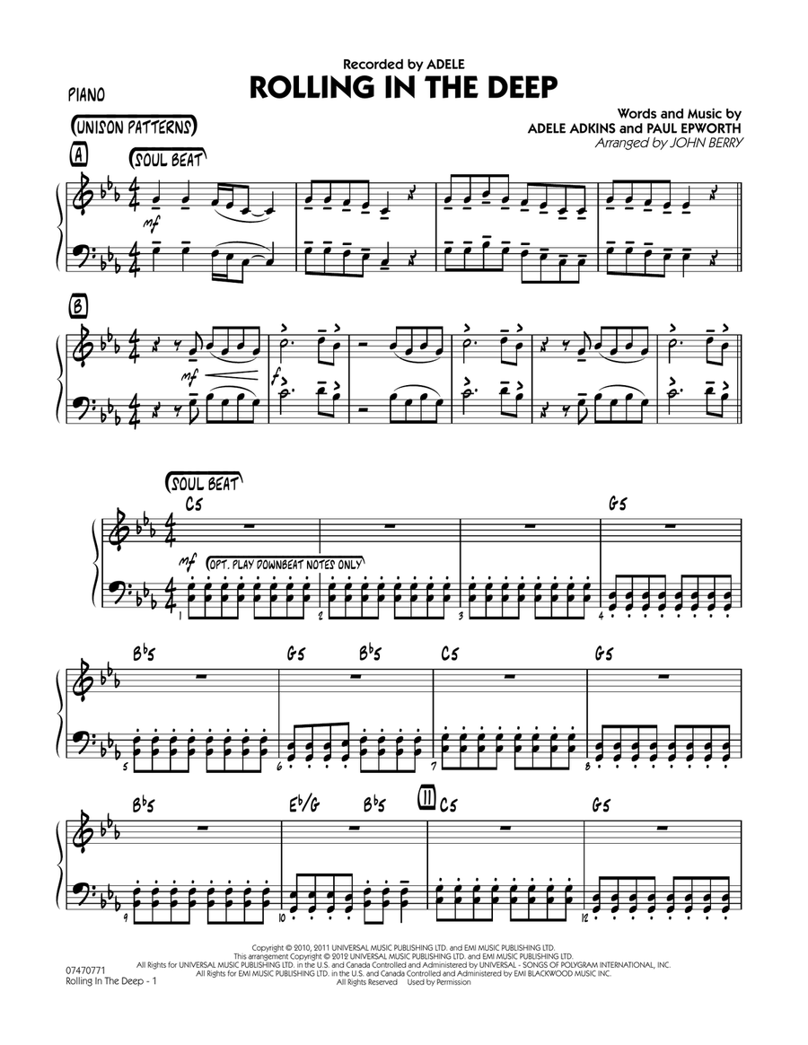 Rolling In The Deep - Piano Jazz Ensemble scores gallery preview page 1