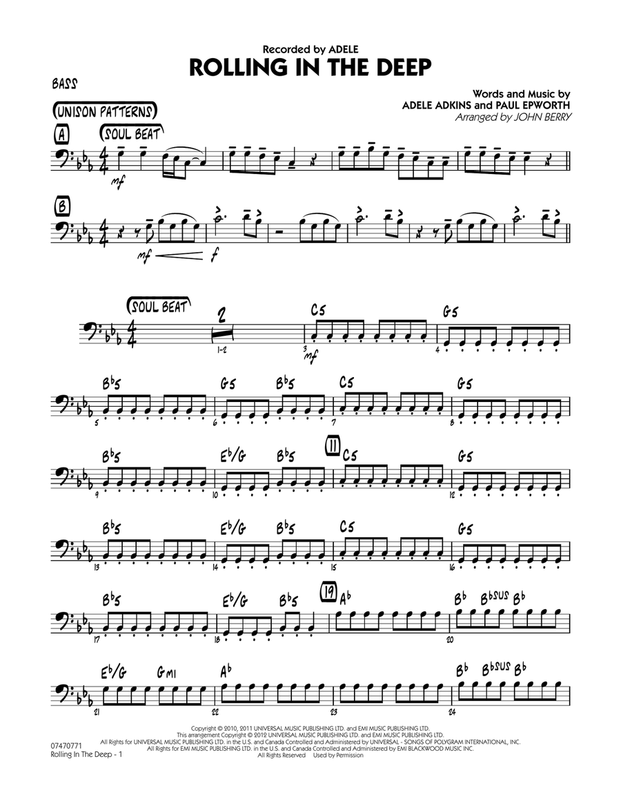 Rolling In The Deep - Bass Jazz Ensemble scores gallery preview page 1