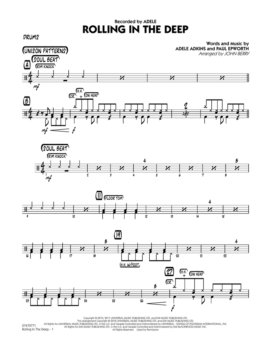 Rolling In The Deep - Drums Jazz Ensemble scores gallery preview page 1