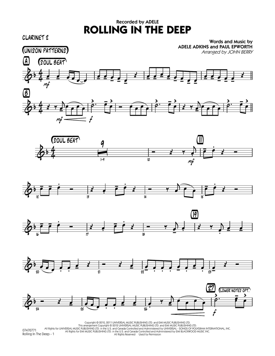 Rolling In The Deep - Bb Clarinet 2 Jazz Ensemble scores gallery preview page 1