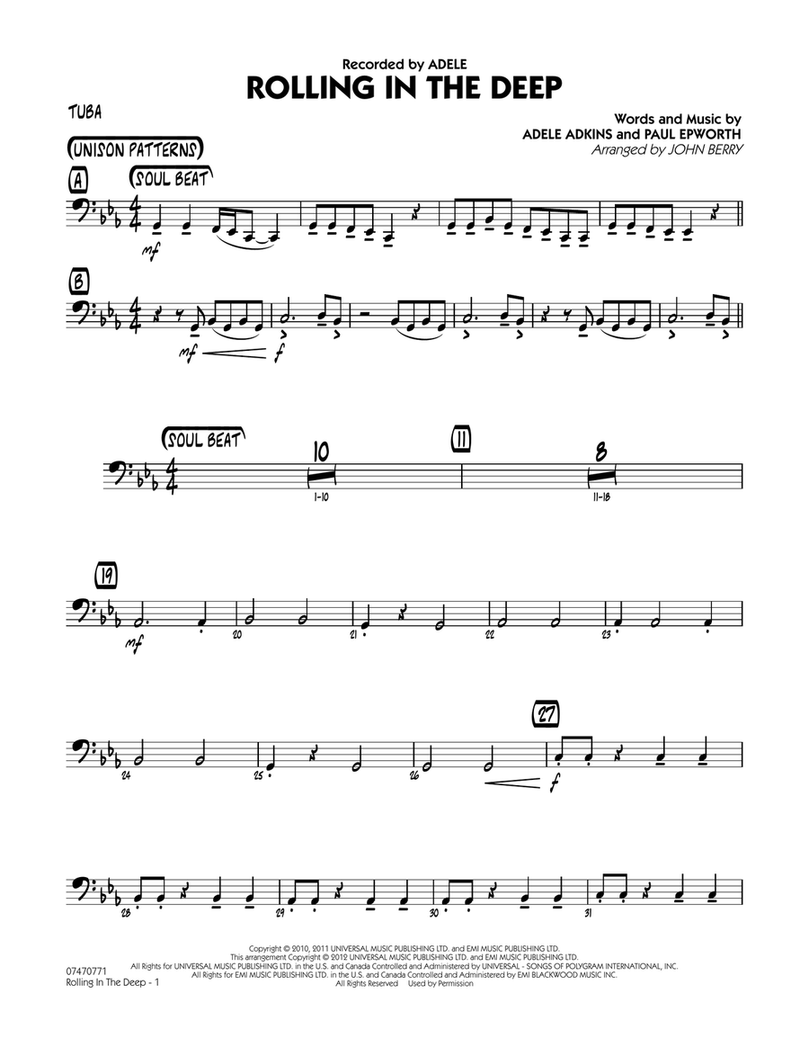 Rolling In The Deep - Tuba Jazz Ensemble scores gallery preview page 1