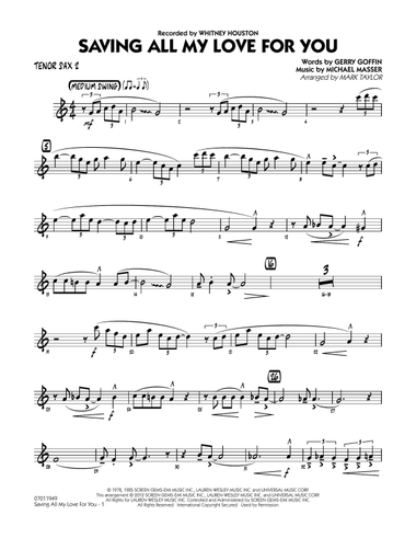 Saving All My Love for You - Tenor Sax 2