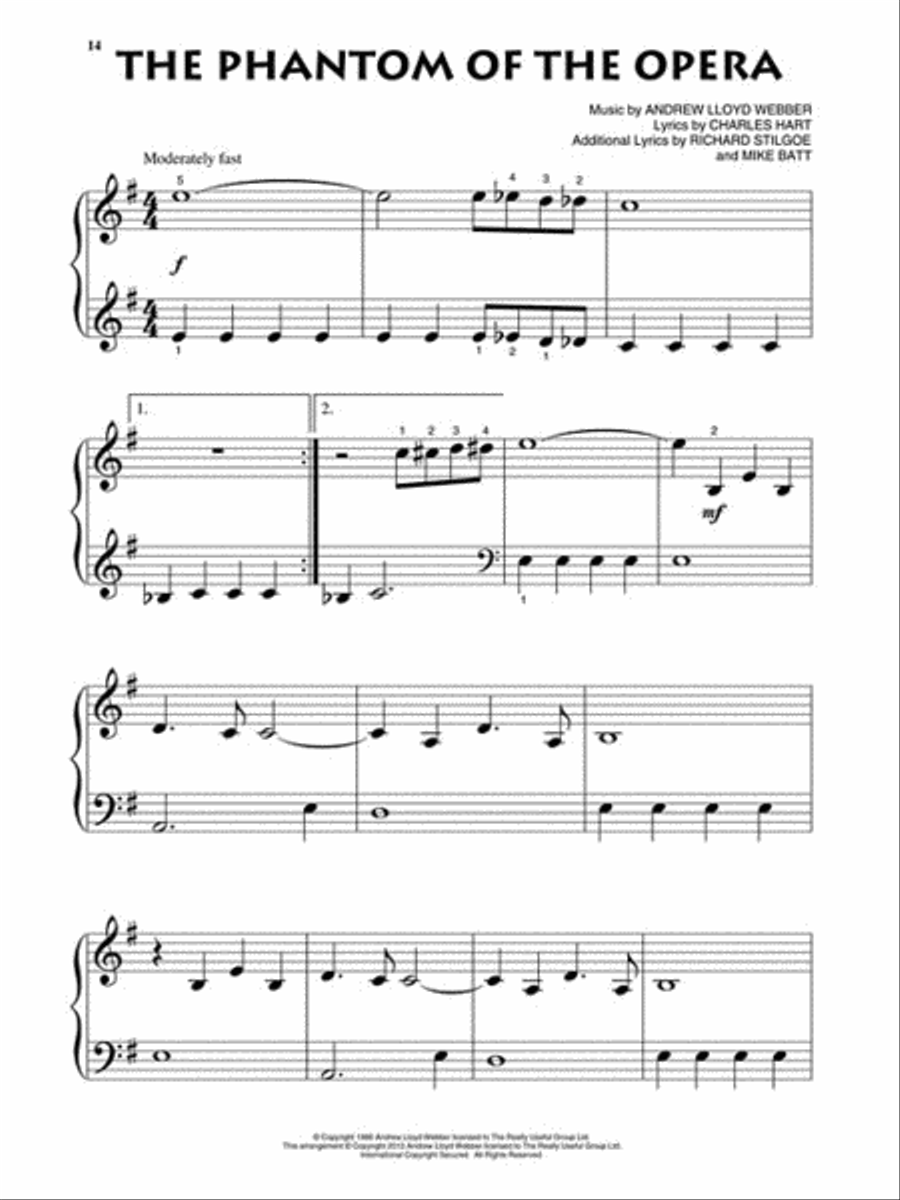 The Phantom of the Opera Piano Solo scores gallery preview page 4