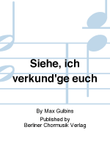 Siehe, ich verkund'ge euch