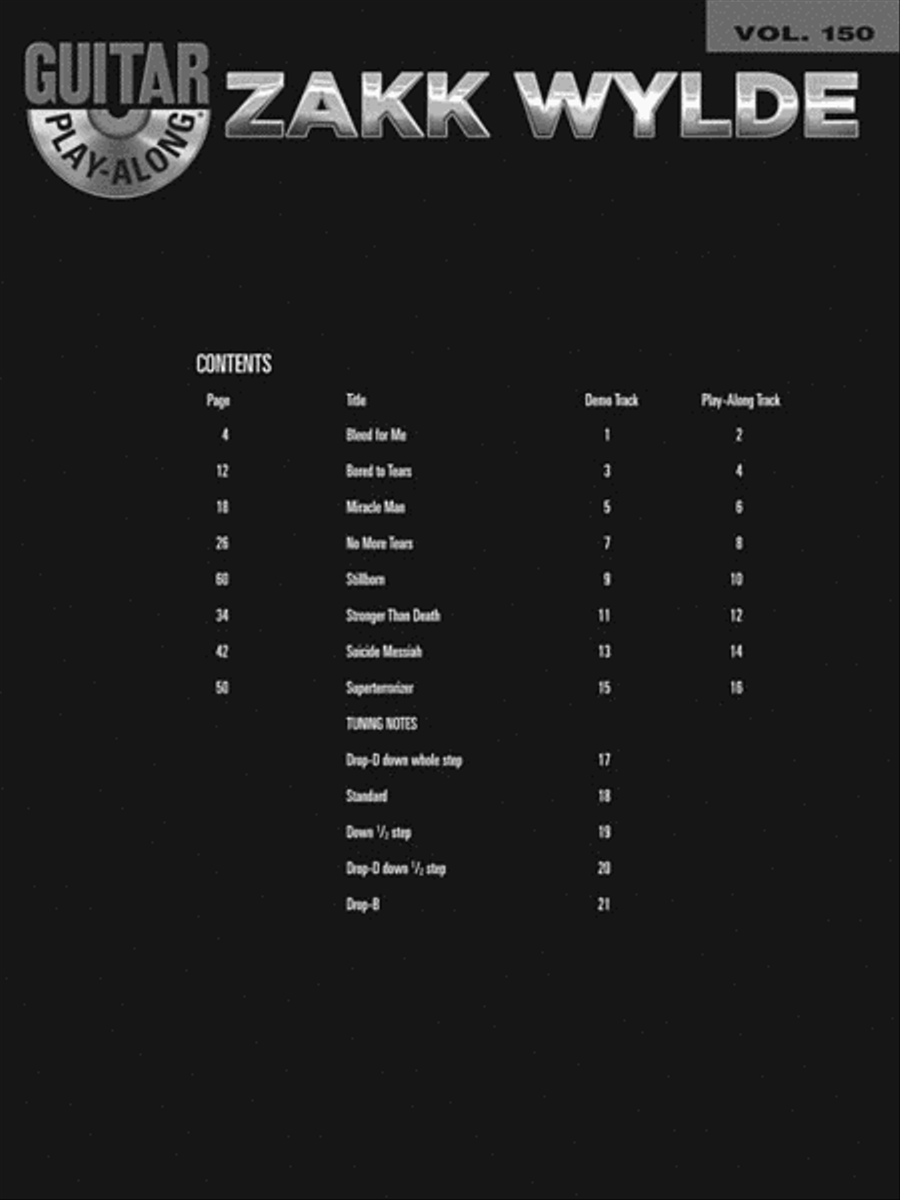 Zakk Wylde Guitar Tablature scores gallery preview page 4