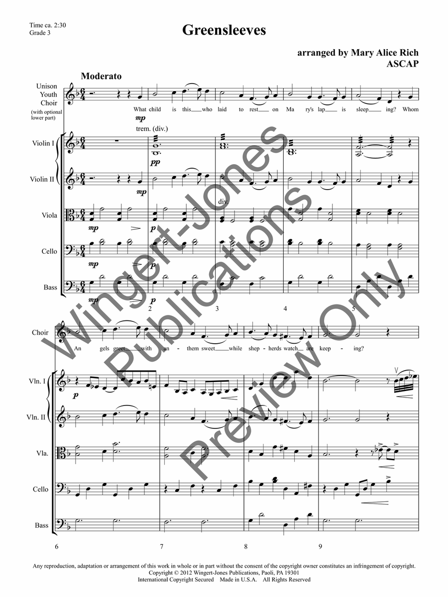 Greensleeves (Score) Greensleeves (Score) String Orchestra scores gallery preview page 5