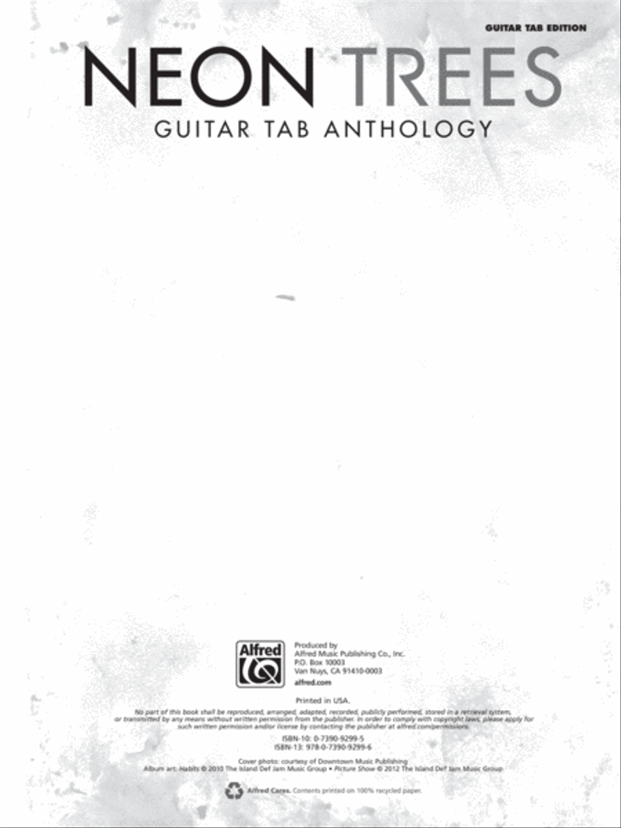 Neon Trees -- Guitar TAB Anthology Electric Guitar scores gallery preview page 2