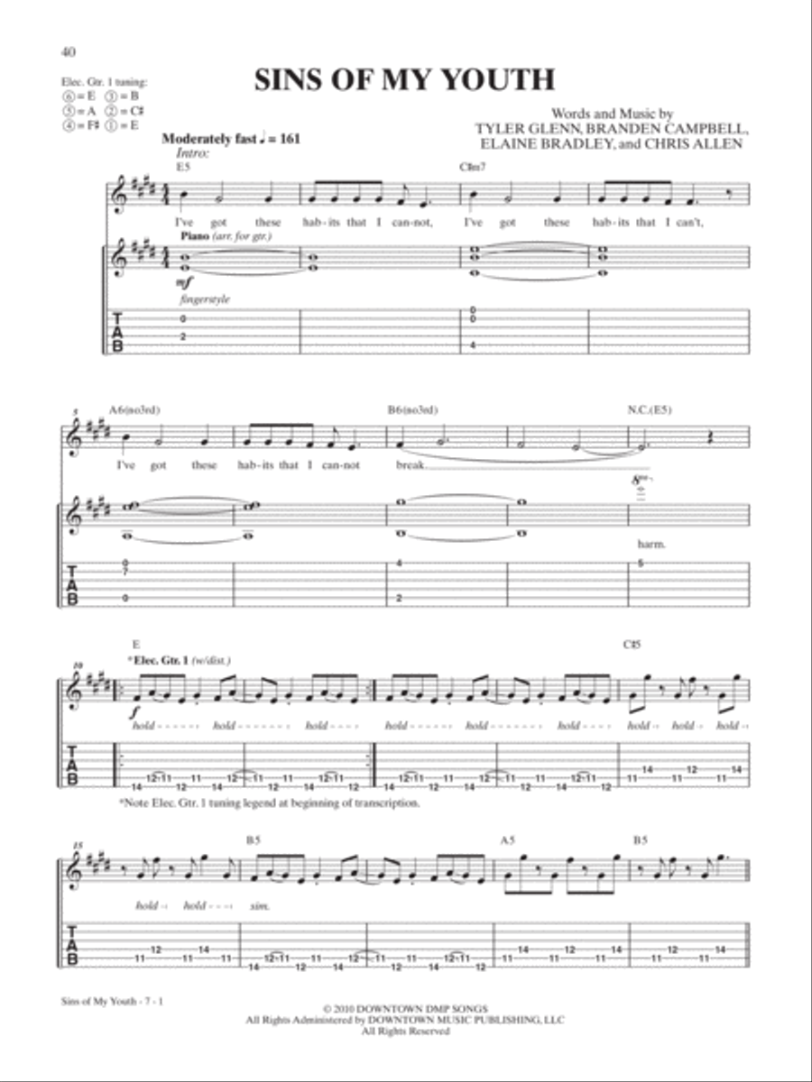 Neon Trees -- Guitar TAB Anthology Electric Guitar scores gallery preview page 5