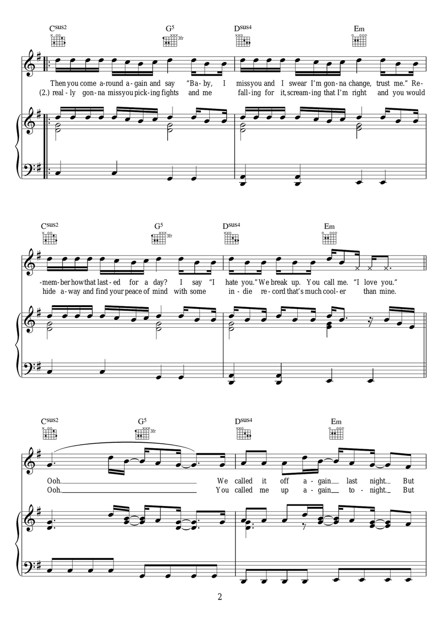 We Are Never Ever Getting Back Together Acoustic Guitar scores gallery preview page 2
