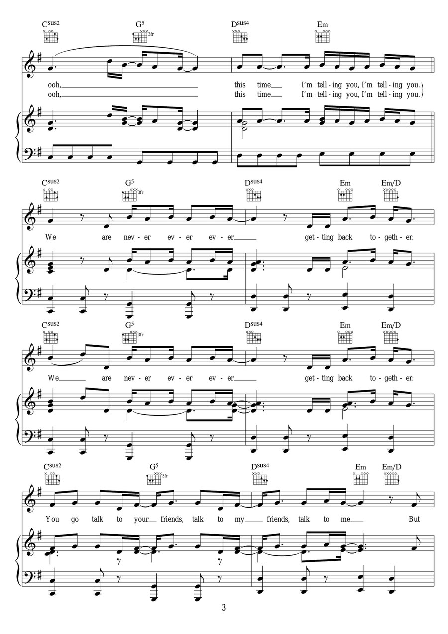 We Are Never Ever Getting Back Together Acoustic Guitar scores gallery preview page 3