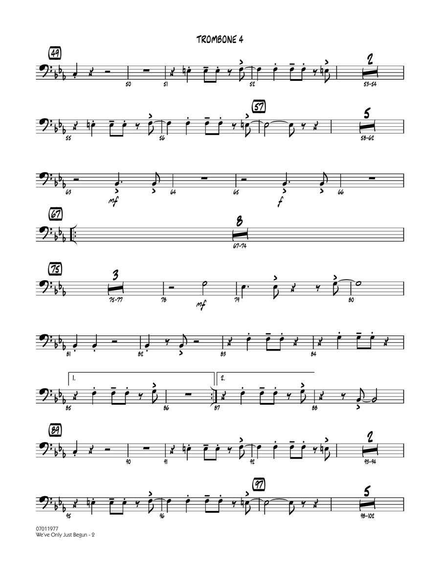 We've Only Just Begun - Trombone 4 by John Berry Jazz Ensemble - Digital Sheet Music page 2