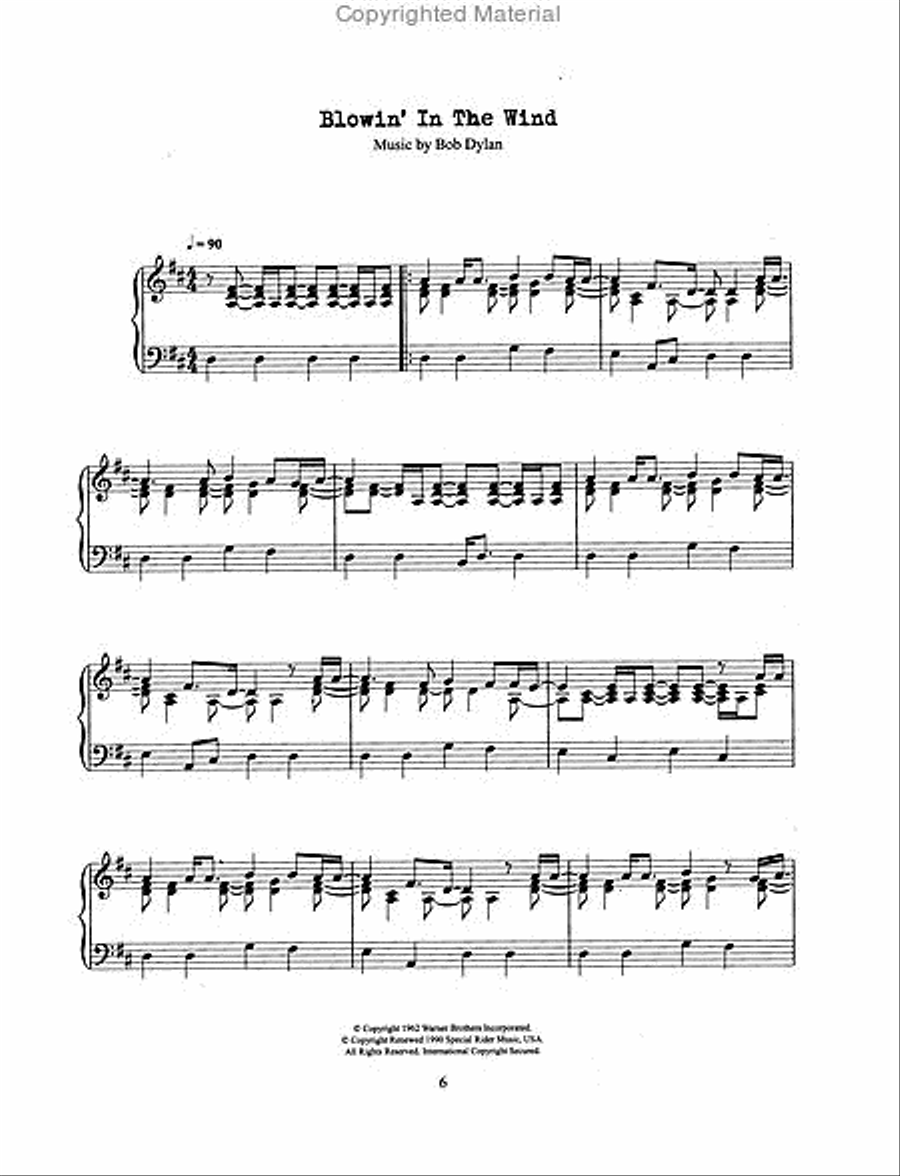 Bob Dylan – Piano Solo Piano Solo scores gallery preview page 3
