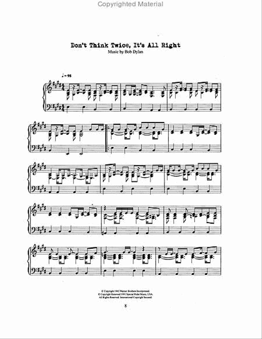 Bob Dylan – Piano Solo Piano Solo scores gallery preview page 4