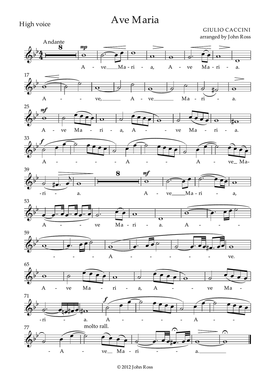 Ave Maria (Caccini) - High Voice, Strings Chamber Orchestra scores gallery preview page 6