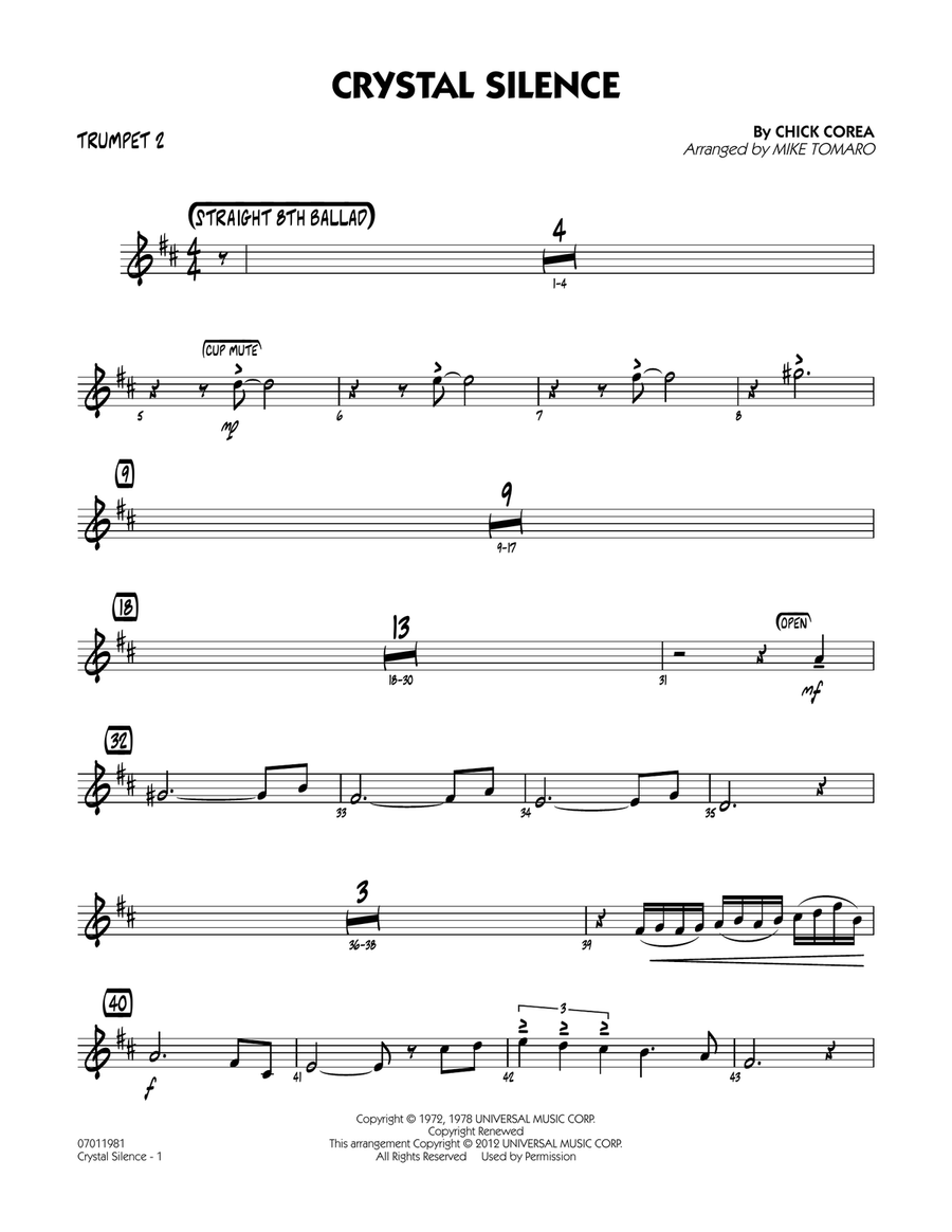 Crystal Silence - Trumpet 2 Jazz Ensemble scores gallery preview page 1