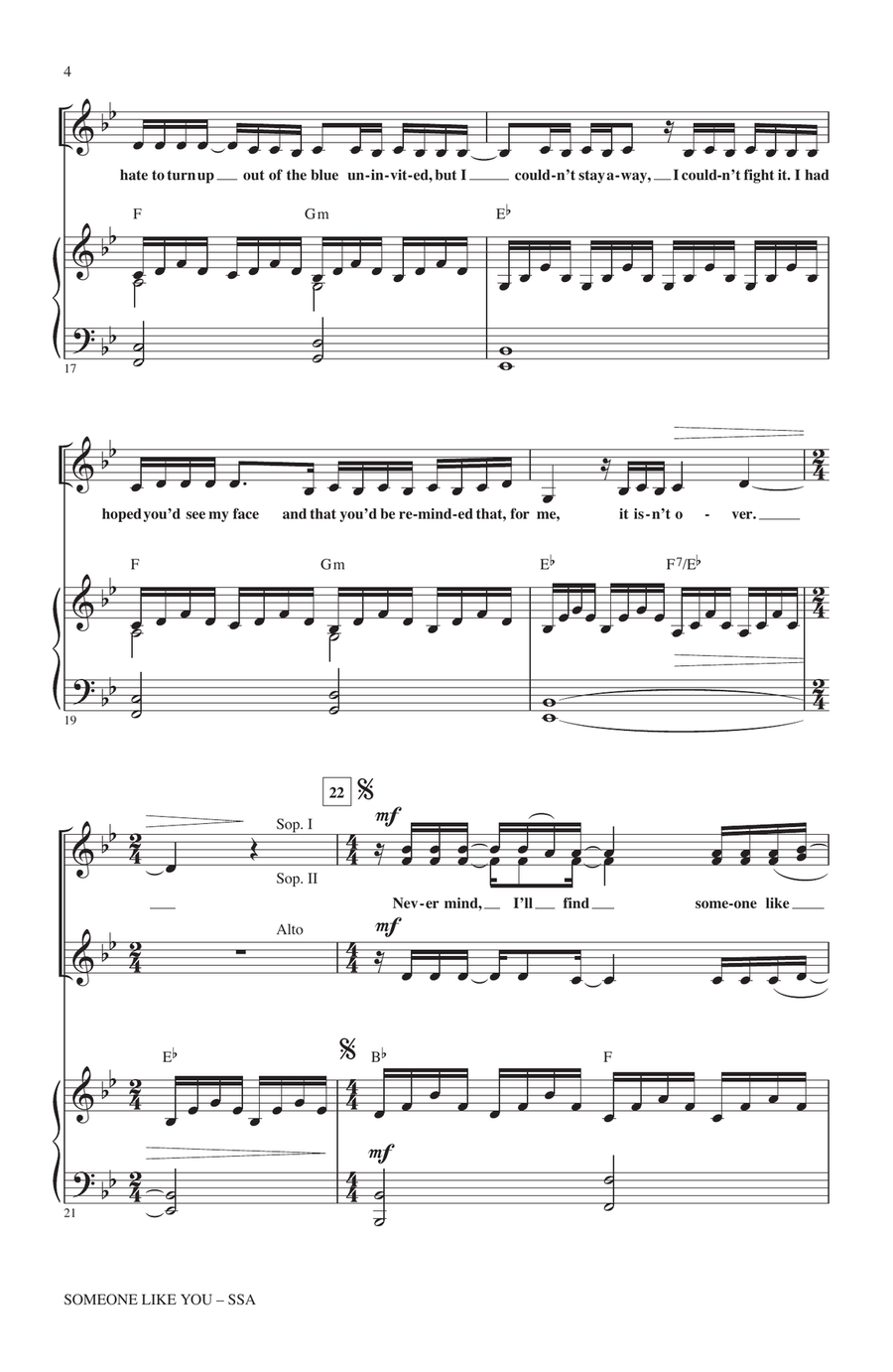 Someone Like You (arr. Mac Huff) SSA scores gallery preview page 3