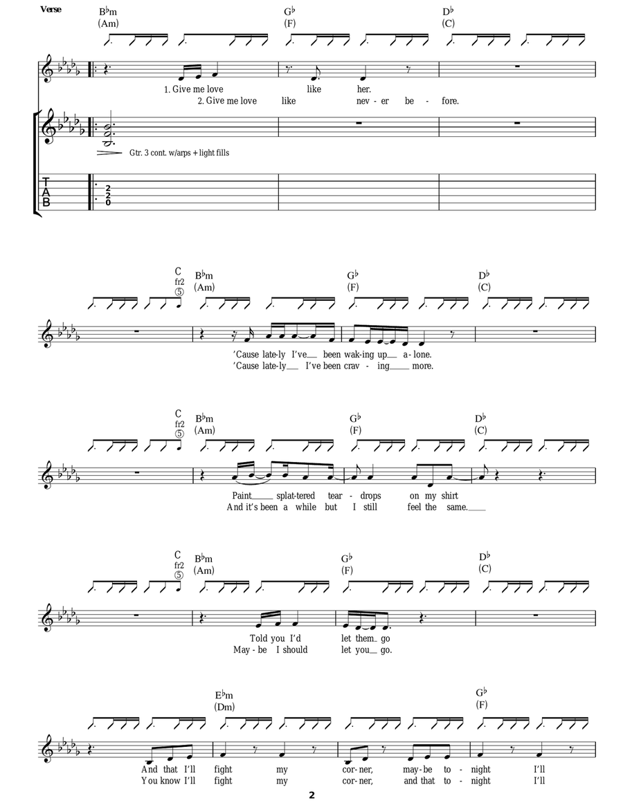 Give Me Love Give Me Love Acoustic Guitar scores gallery preview page 2
