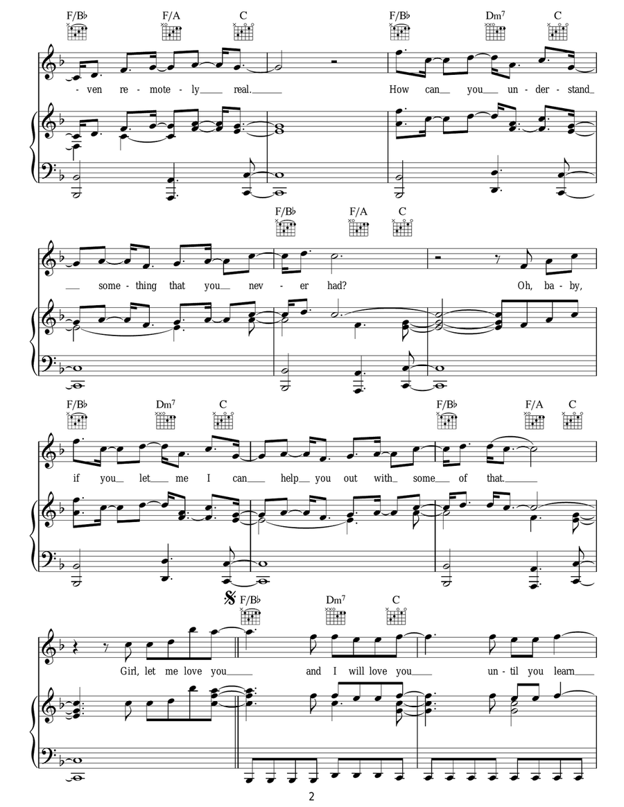 Let Me Love You (Until You Learn To Love Yourself) Guitar scores gallery preview page 2