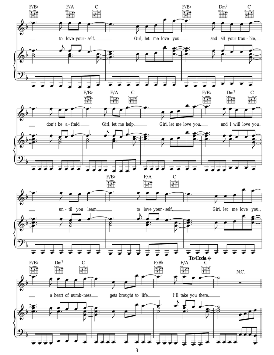Let Me Love You (Until You Learn To Love Yourself) Guitar scores gallery preview page 3
