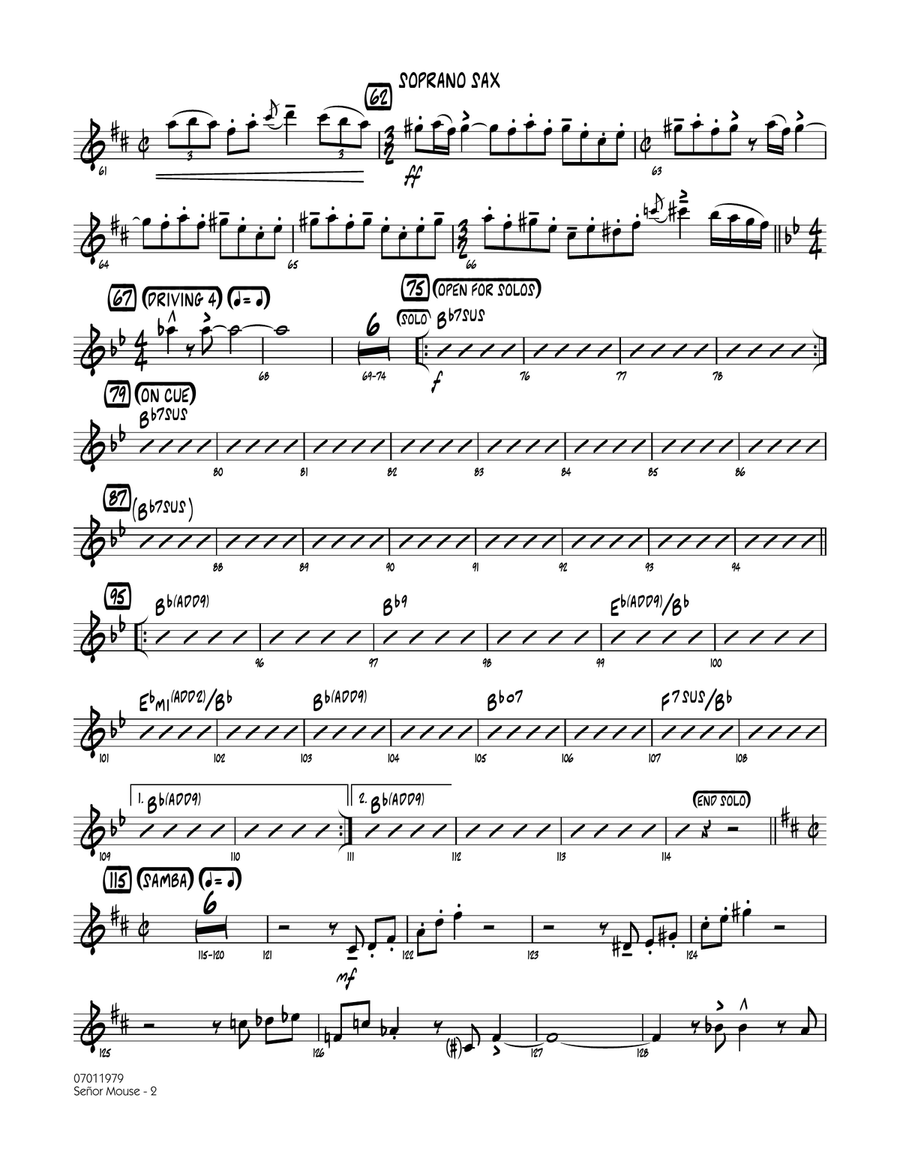 Senor Mouse - Soprano Sax Jazz Ensemble scores gallery preview page 2