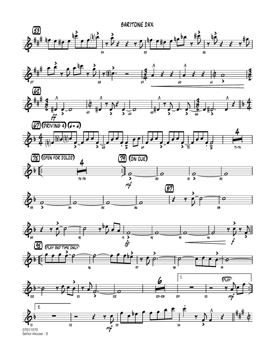 Senor Mouse - Baritone Sax Jazz Ensemble scores gallery preview page 2