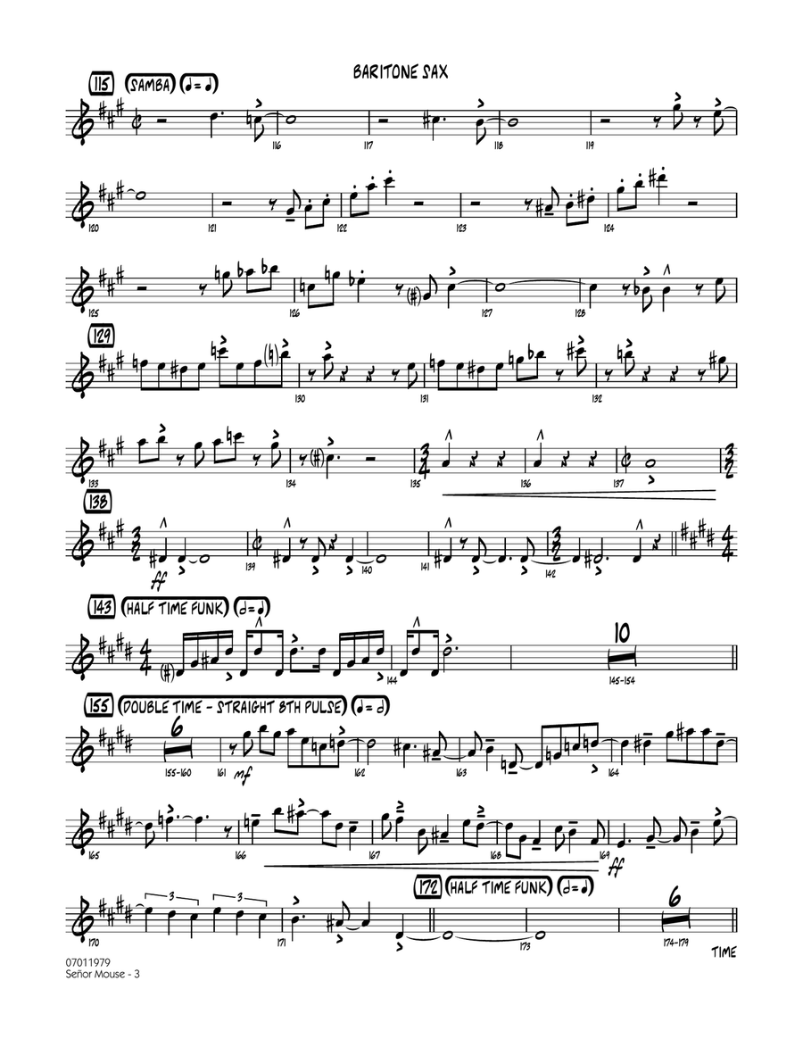 Senor Mouse - Baritone Sax Jazz Ensemble scores gallery preview page 3