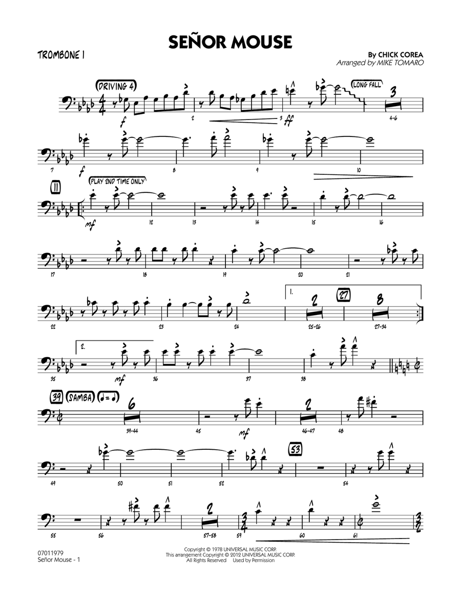 Senor Mouse - Trombone 1 Jazz Ensemble scores gallery preview page 1