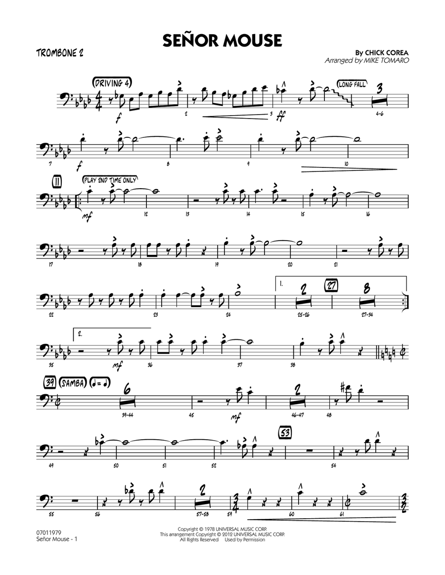 Senor Mouse - Trombone 2 Senor Mouse - Trombone 2 Jazz Ensemble scores gallery preview page 1