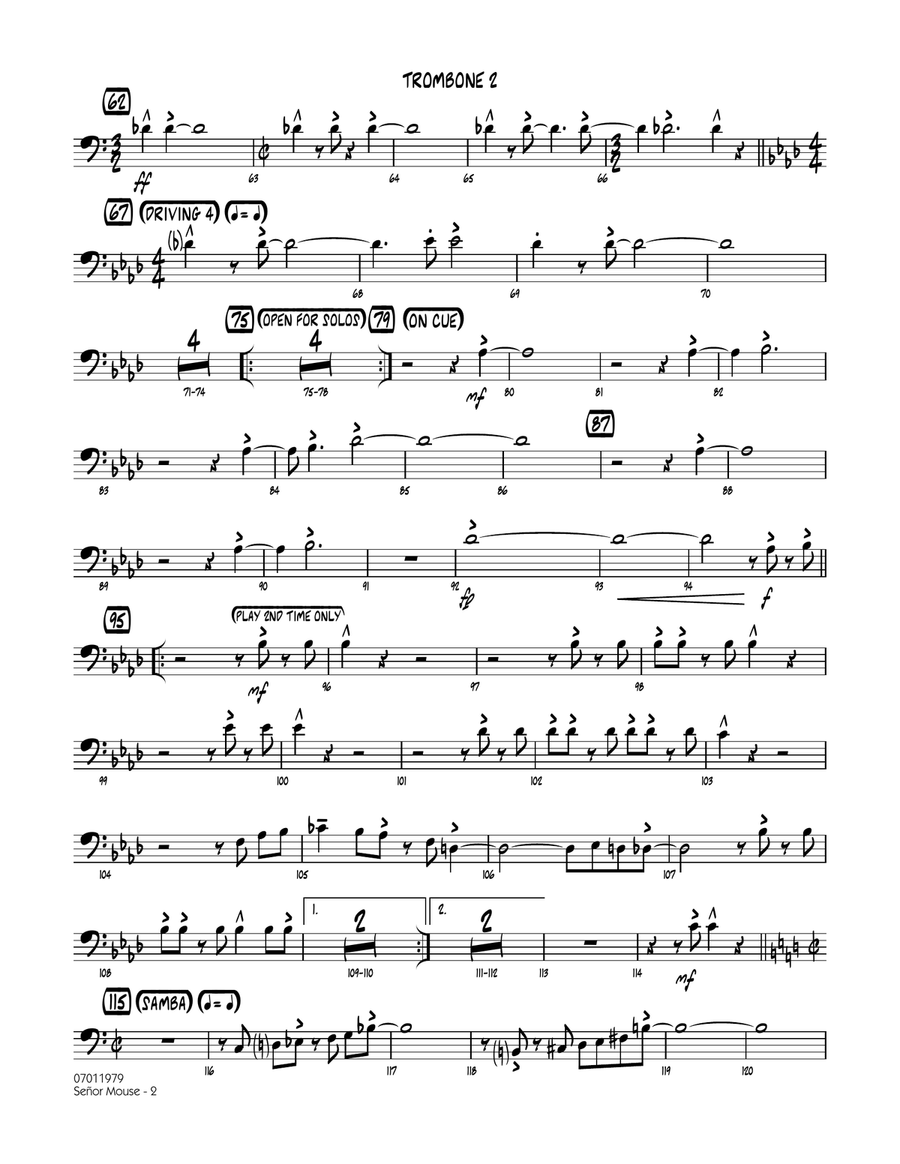 Senor Mouse - Trombone 2 Senor Mouse - Trombone 2 Jazz Ensemble scores gallery preview page 2