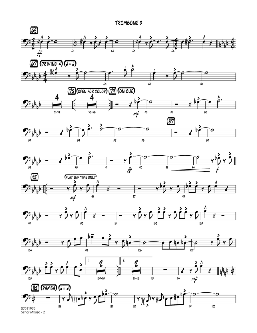 Senor Mouse - Trombone 3 Senor Mouse - Trombone 3 Jazz Ensemble scores gallery preview page 2