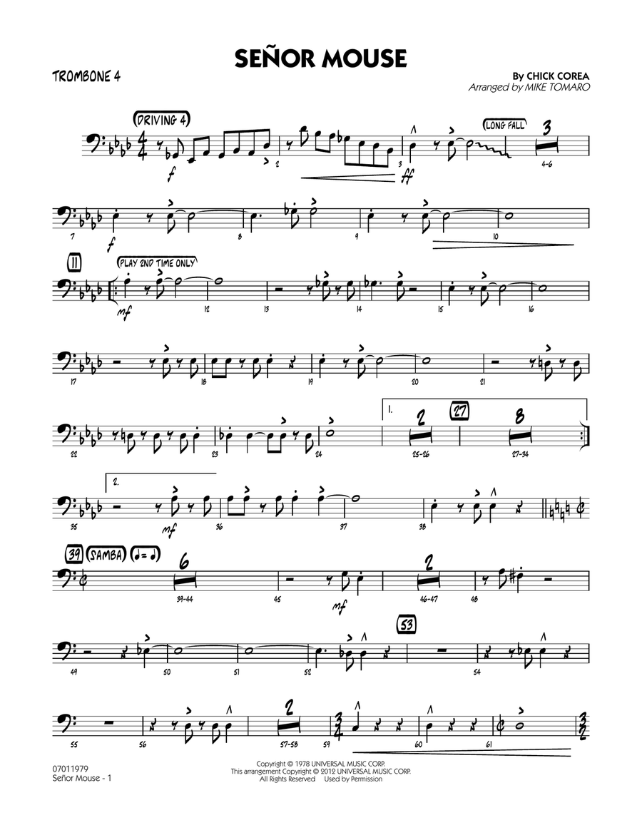 Senor Mouse - Trombone 4 Senor Mouse - Trombone 4 Jazz Ensemble scores gallery preview page 1