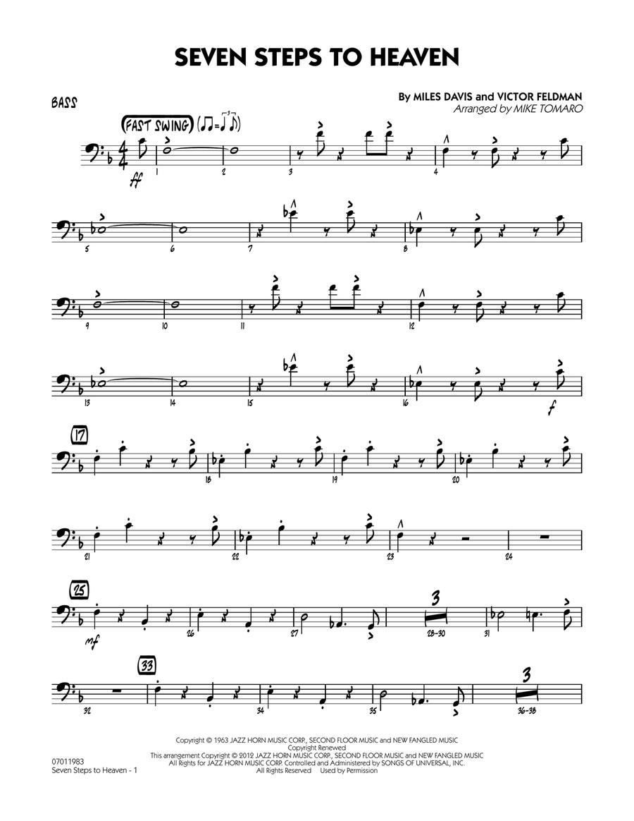 Seven Steps To Heaven - Bass Jazz Ensemble scores gallery preview page 1