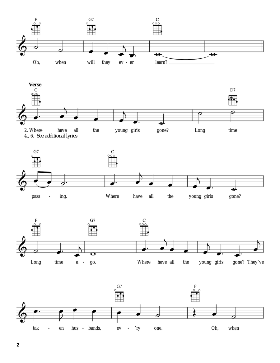 Where Have All The Flowers Gone? Ukulele scores gallery preview page 2