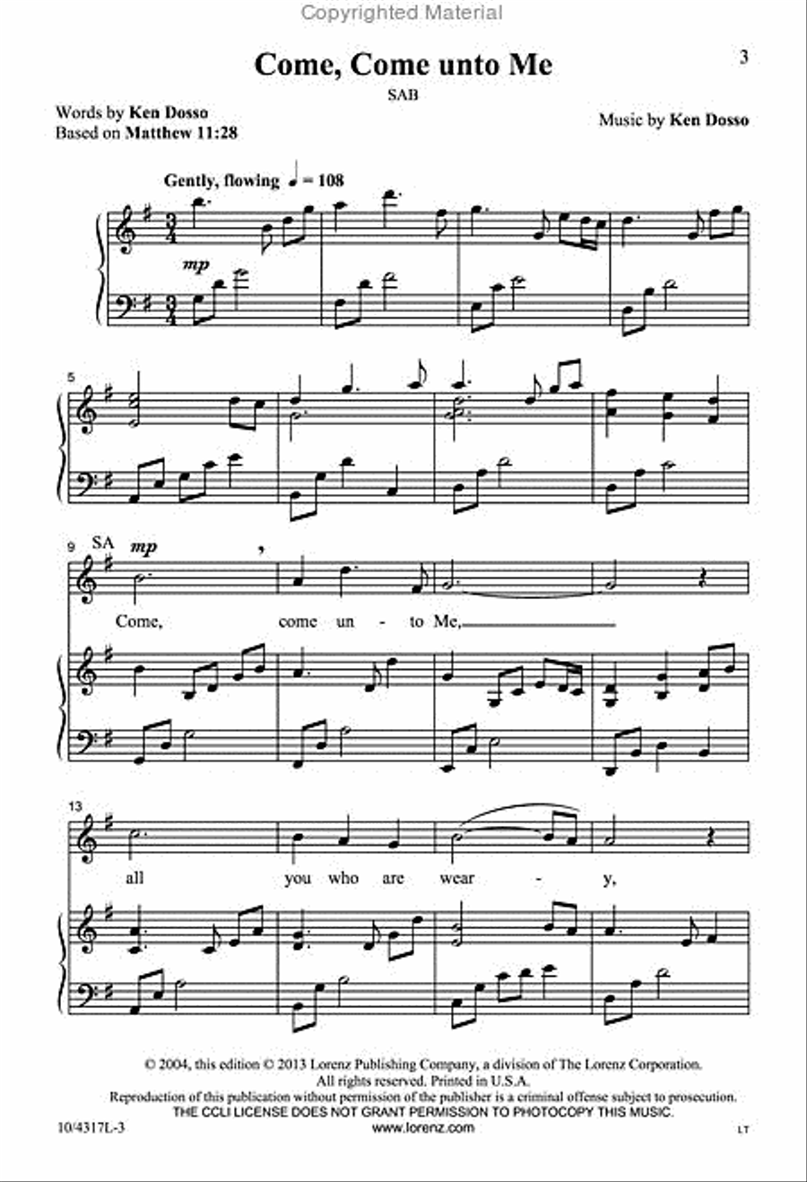 Come, Come Unto Me Come, Come Unto Me 3-Part scores gallery preview page 2