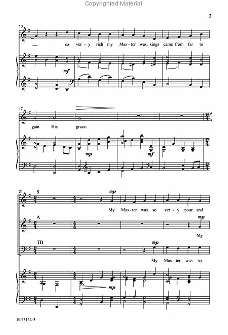 My Master Was So Very Poor 4-Part scores gallery preview page 3