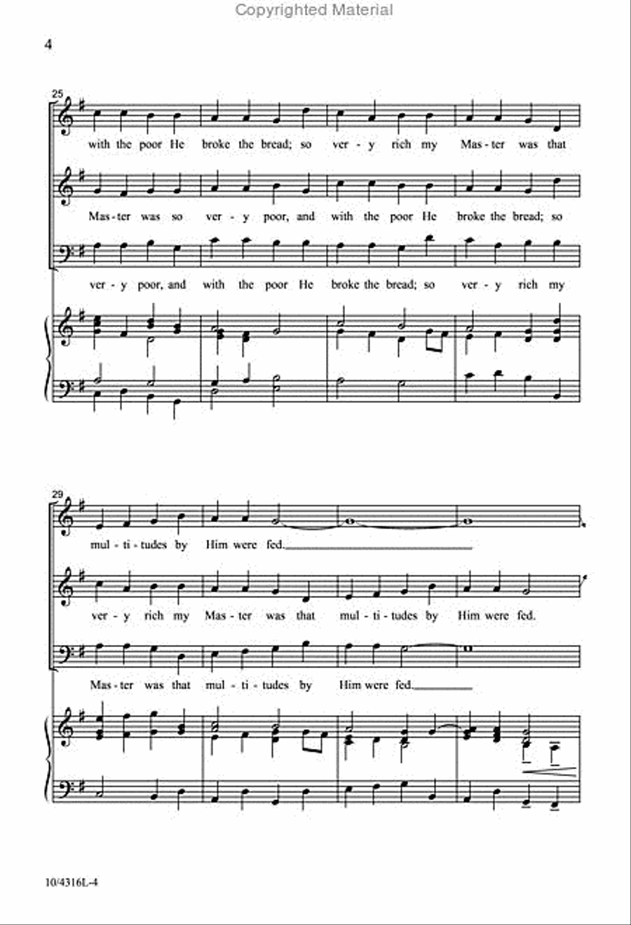 My Master Was So Very Poor 4-Part scores gallery preview page 4