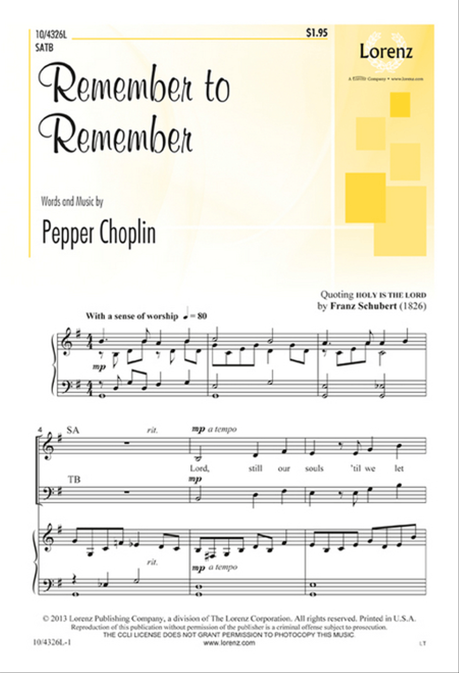 Remember to Remember 4-Part scores gallery preview page 1